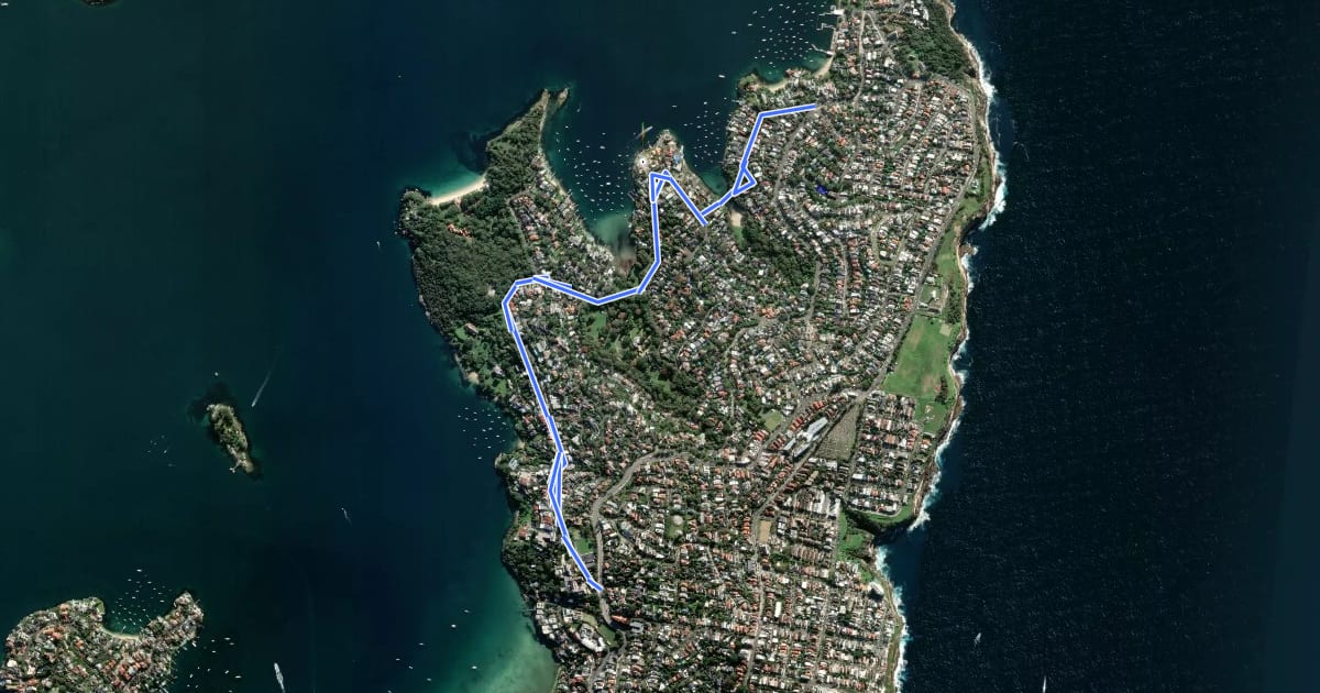 Маршрут Crescent, Wentworth, Vaucluse на спутниковом снимке