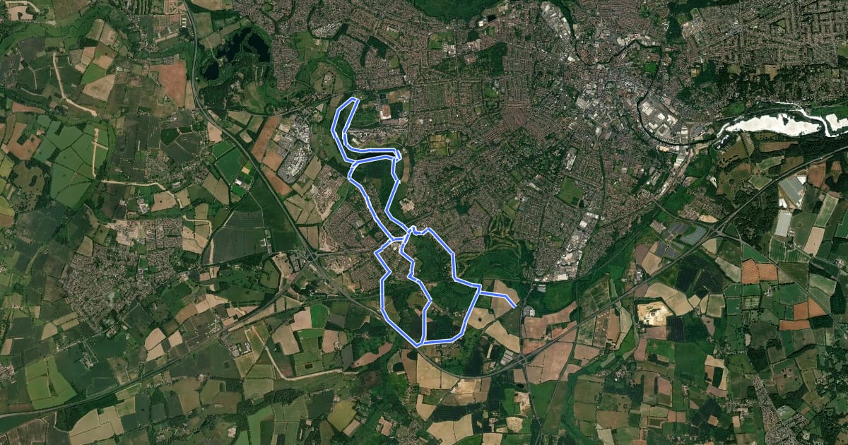 Маршрут Cringleford, Keswick and Eaton Parish Walks на спутниковом снимке