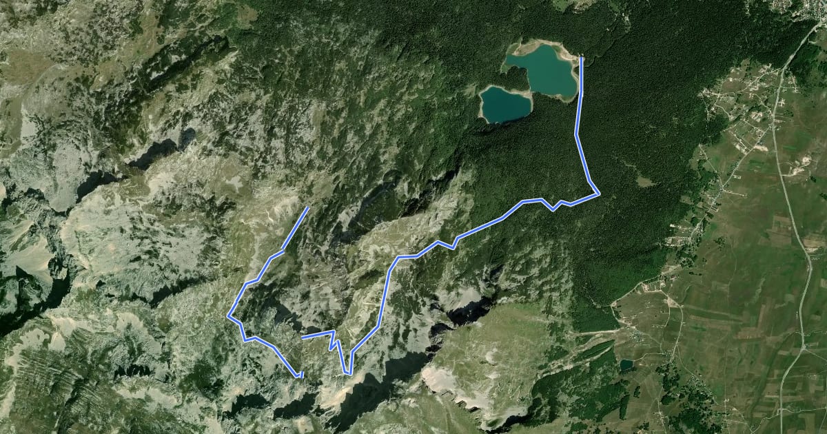 Маршрут Crno jezero - Terzin Bogaz - Lokvice на спутниковом снимке