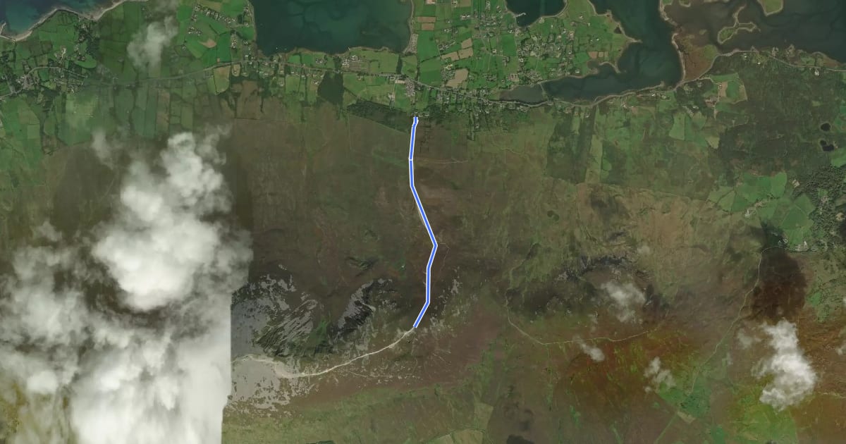 Маршрут Croagh Patrick Pilgrim Trail на спутниковом снимке