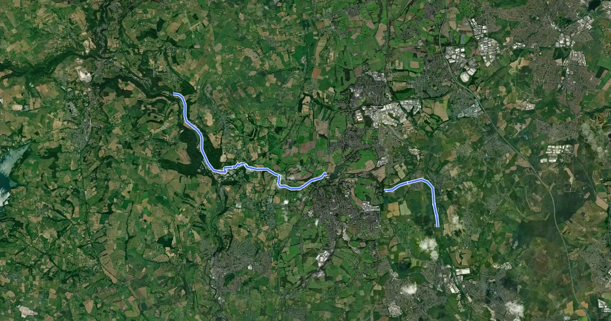 Маршрут Cromford Canal Footpath на спутниковом снимке
