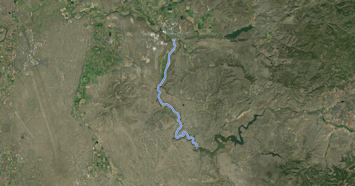Маршрут Crooked River Canyon Scenic Bikeway на спутниковом снимке