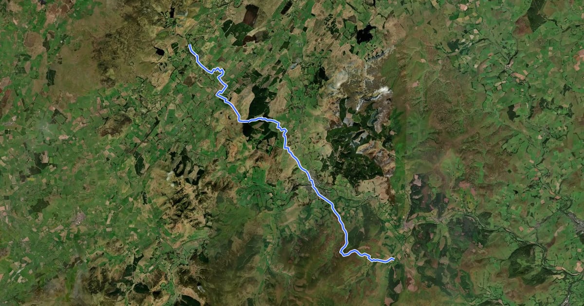 Маршрут Cross Borders Drove Road (West Linton to Traquair) на спутниковом снимке