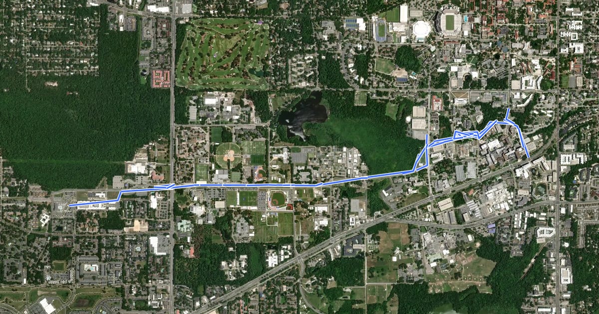 Маршрут Cross Campus Greenway на спутниковом снимке