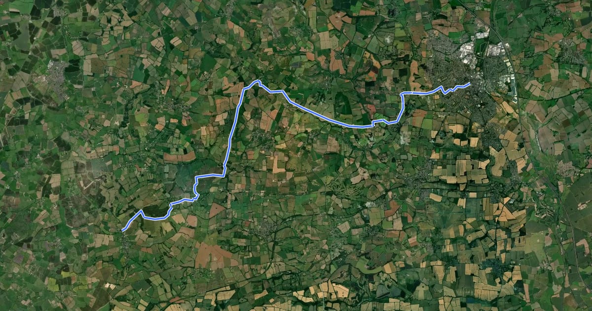 Маршрут Cross Cotswold Pathway на спутниковом снимке