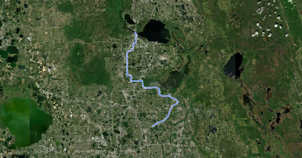 Маршрут Cross Seminole Trail на спутниковом снимке