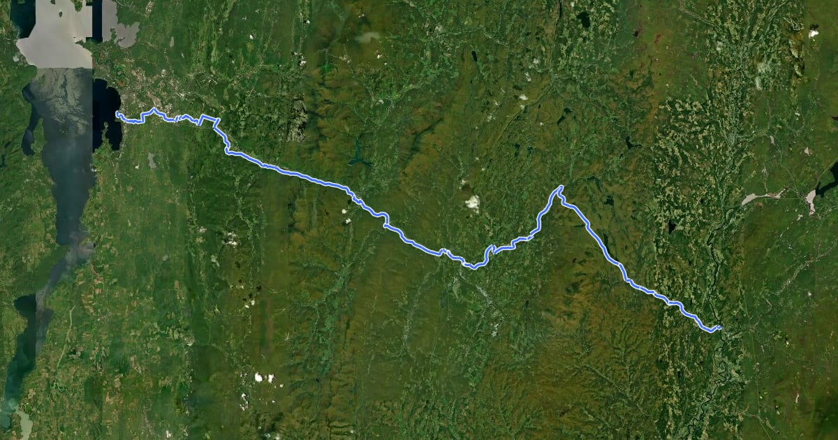 Маршрут Cross Vermont Trail на спутниковом снимке