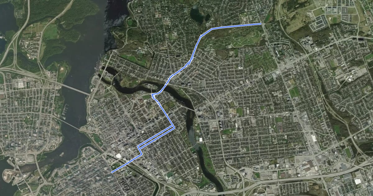 Маршрут Crosstown Bikeway 2 на спутниковом снимке