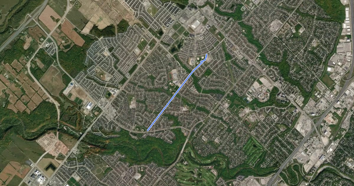 Маршрут Crosstown Heritage Trail на спутниковом снимке