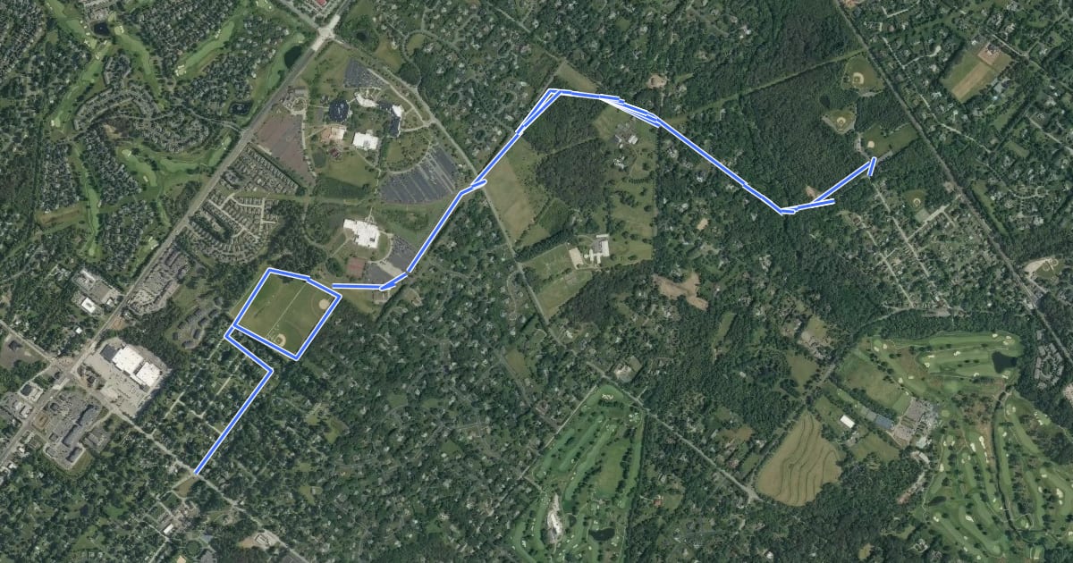 Маршрут Crossways Trail на спутниковом снимке