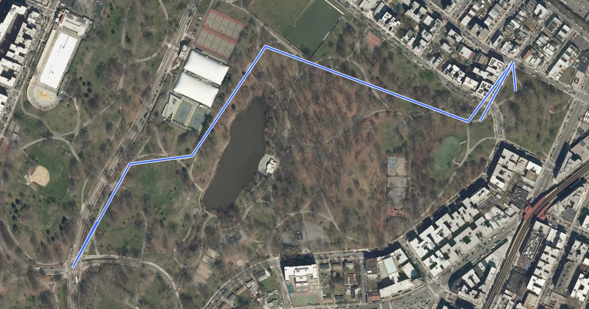 Маршрут Crotona Park Greenway на спутниковом снимке
