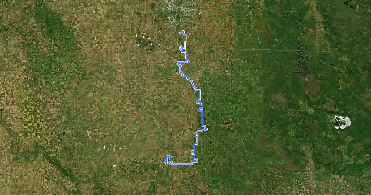Маршрут Crow Wing Trail на спутниковом снимке