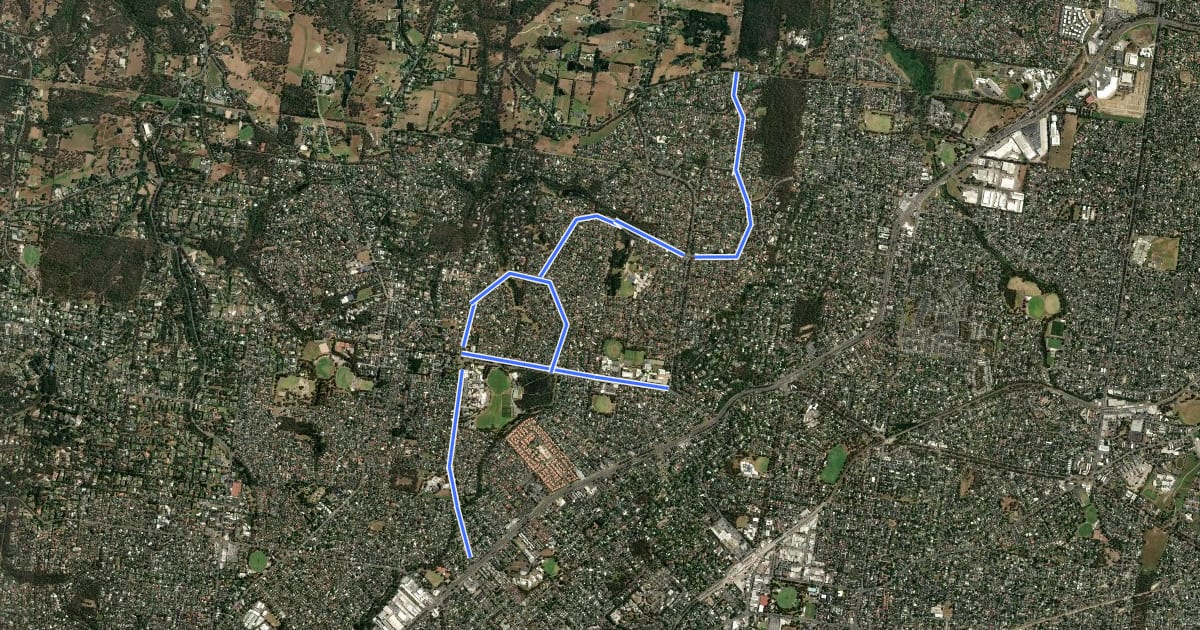 Маршрут Croydon Hills Connection на спутниковом снимке