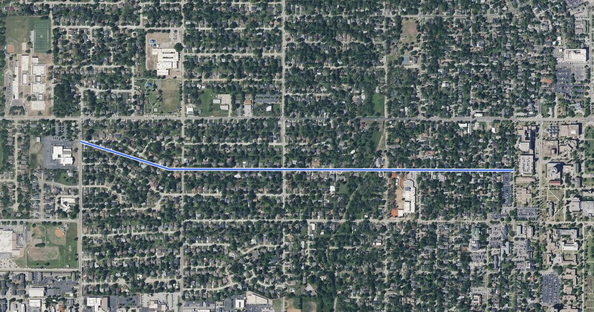 Маршрут Cruce Street на спутниковом снимке
