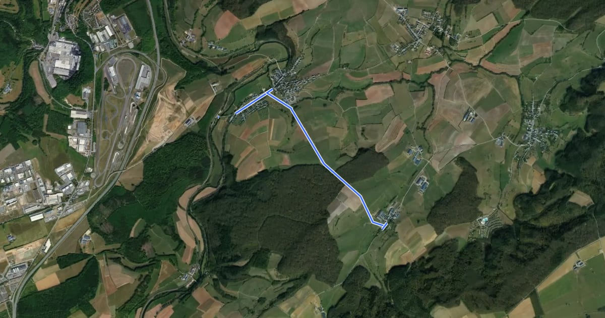 Маршрут Cruchten-Oberglabach на спутниковом снимке
