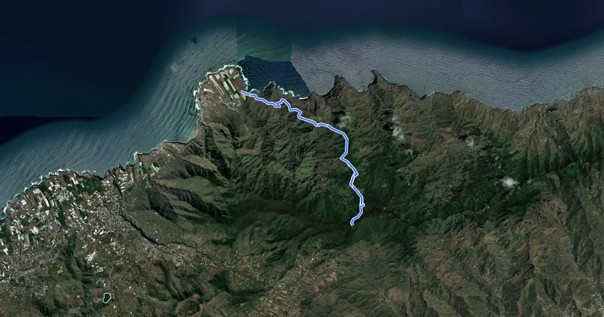 Маршрут Cruz del Carmen - Punta del Hidalgo на спутниковом снимке