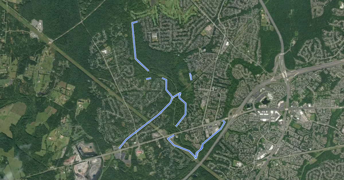 Маршрут Cub Run Stream Valley Trail на спутниковом снимке