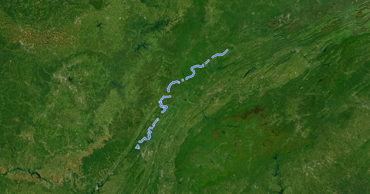 Маршрут Cumberland Trail на спутниковом снимке