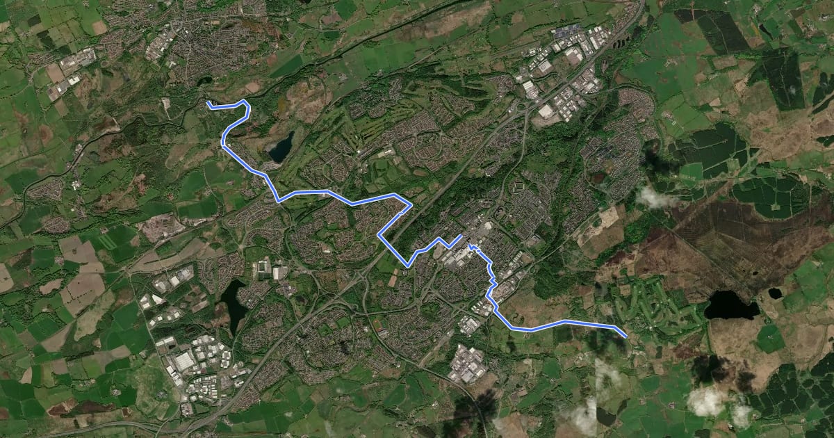 Маршрут Cumbernauld Cycle Route 1 на спутниковом снимке