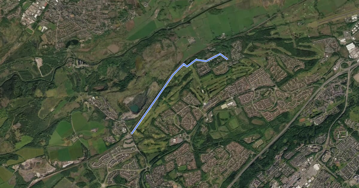 Маршрут Cumbernauld Cycle Route 5 на спутниковом снимке