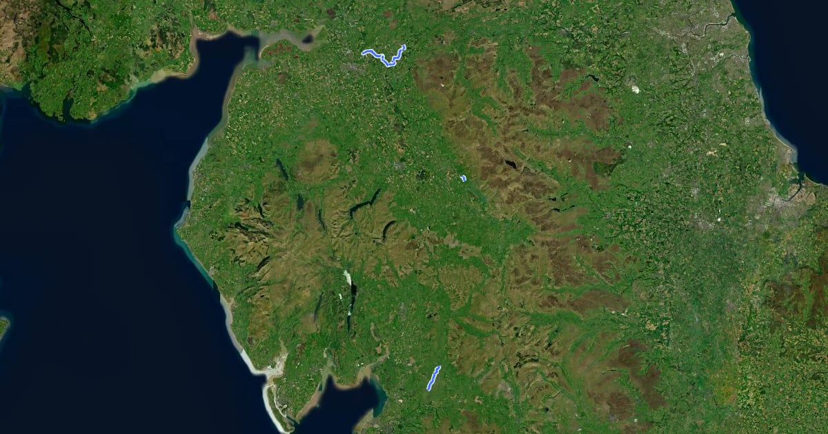 Маршрут Cumbria Cycleway на спутниковом снимке