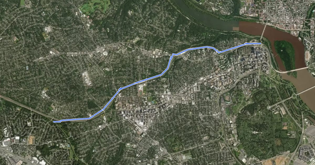 Маршрут Custis Trail на спутниковом снимке
