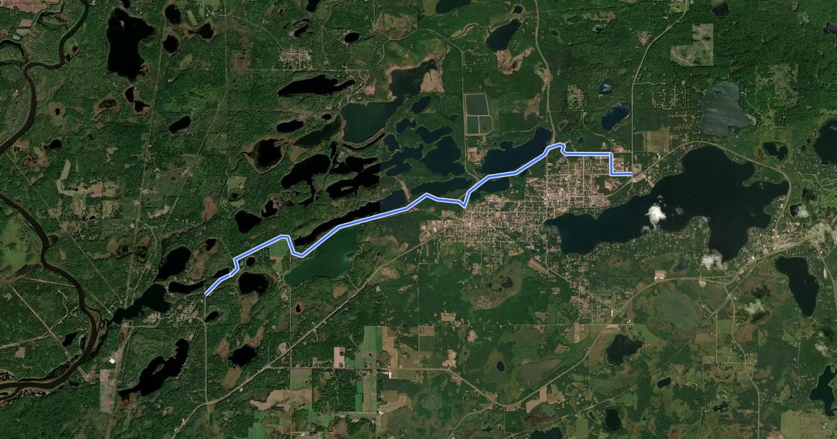 Маршрут Cuyuna Lakes State Trail на спутниковом снимке