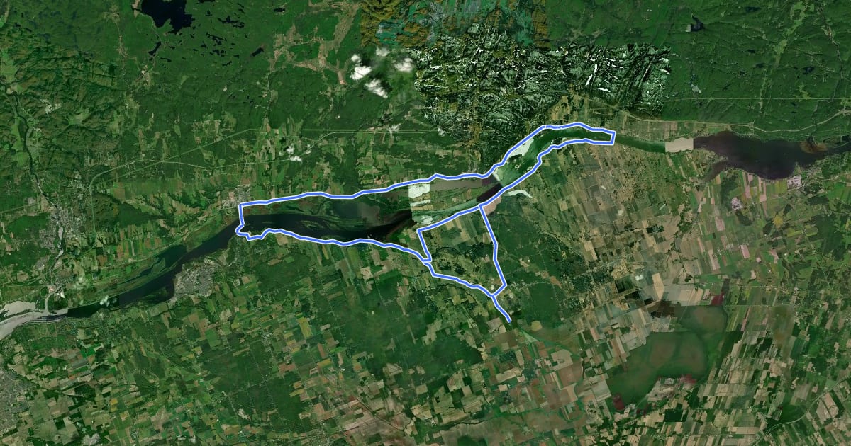 Маршрут Cycl-O-Route Ouest на спутниковом снимке
