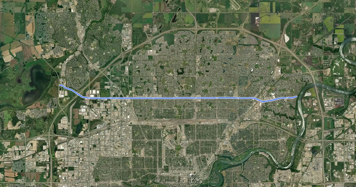 Маршрут Cycle: 137 Ave Cyling route на спутниковом снимке