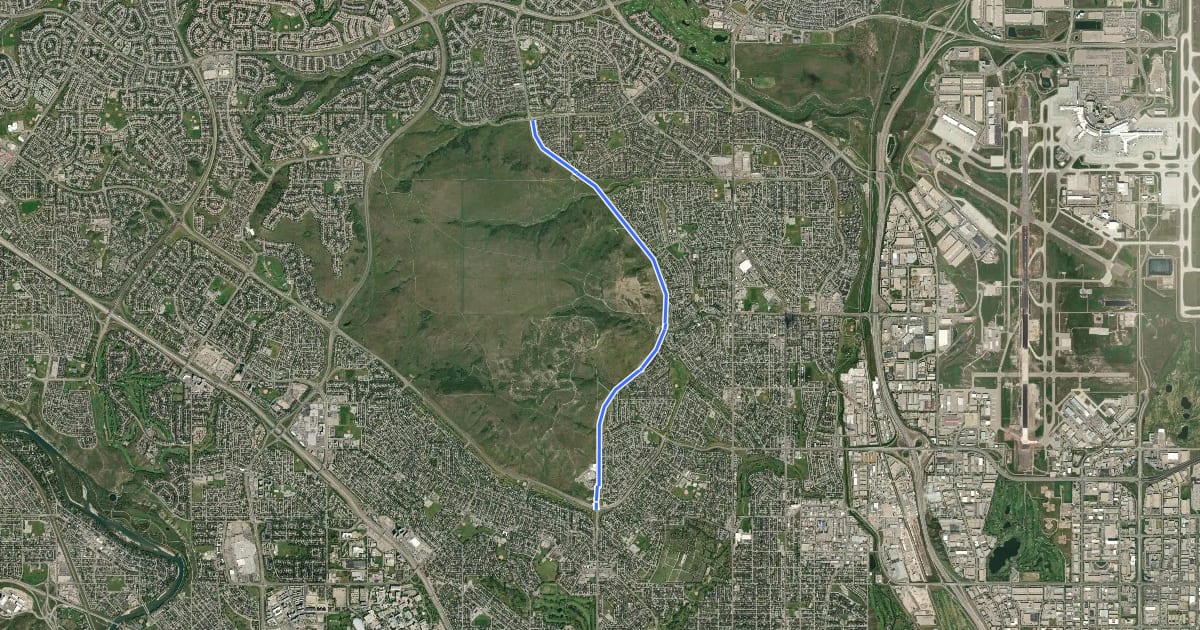 Маршрут Cycle: 14 Avenue NW Cycle route на спутниковом снимке