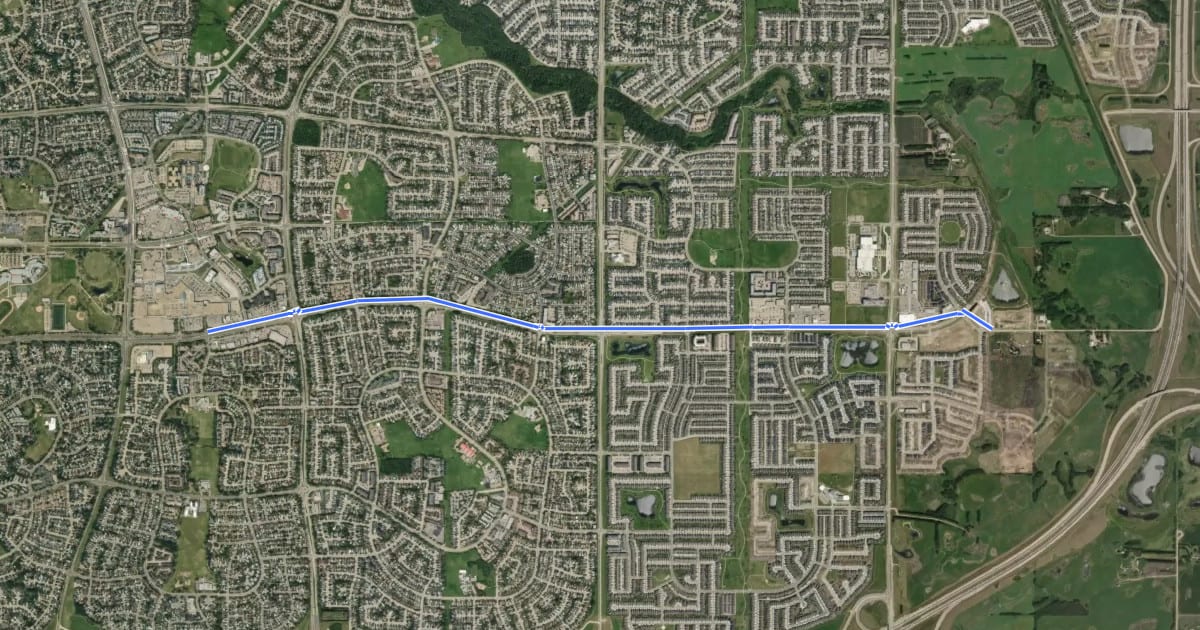 Маршрут Cycle: 23 Ave (east) Multiuse Pathway Cycle Route на спутниковом снимке