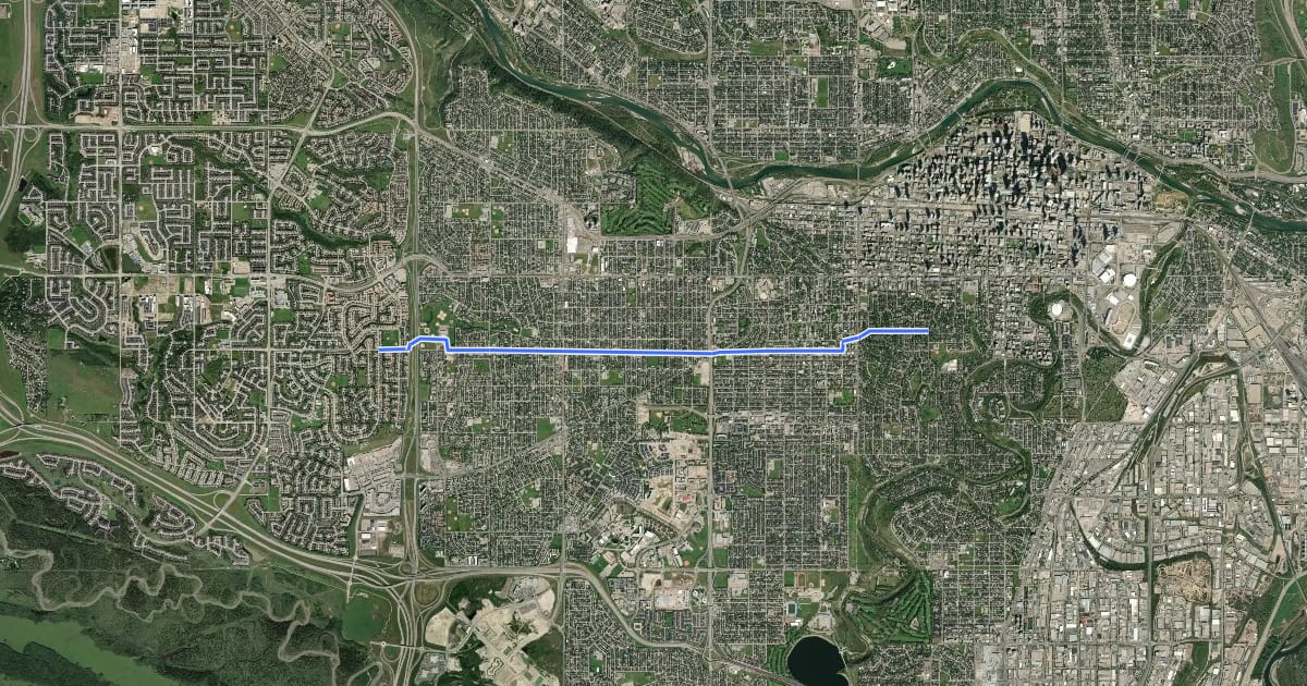 Маршрут Cycle: 26Av cycling route на спутниковом снимке