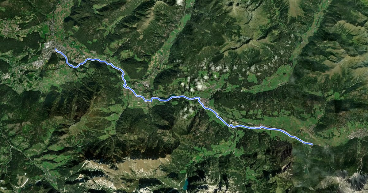 Маршрут Cycle 3: Bruneck => Toblach на спутниковом снимке