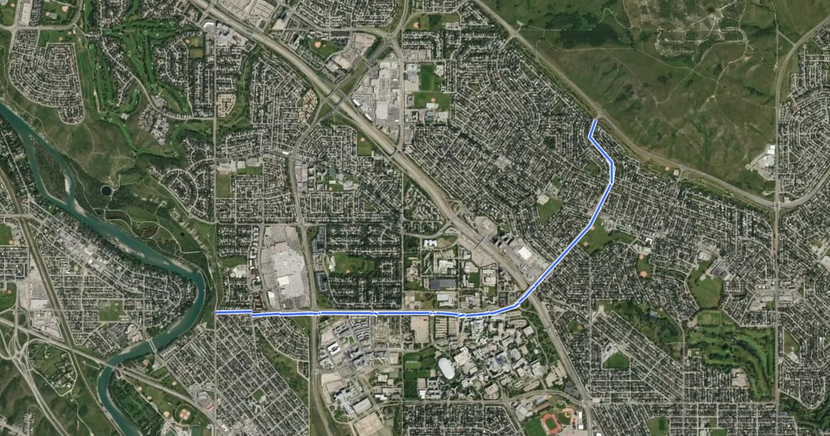Маршрут Cycle: 32 Ave NW на спутниковом снимке