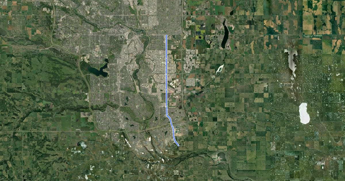 Маршрут Cycle: 52 Street Cycling Route на спутниковом снимке