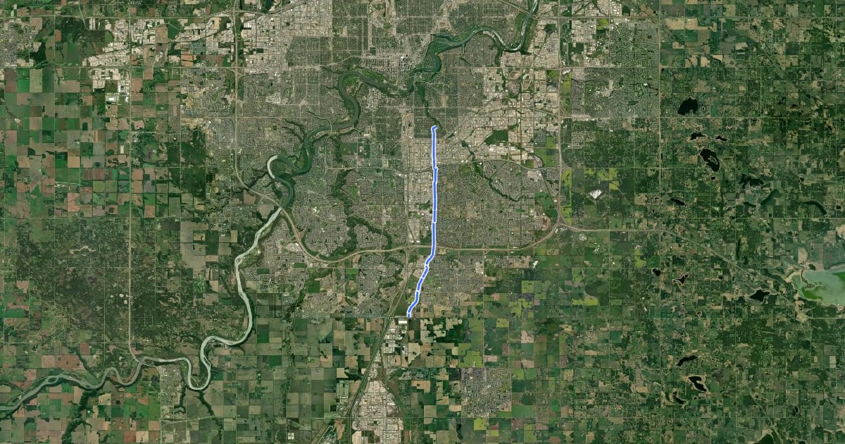 Маршрут Cycle: 91 St Multiuse cycle path на спутниковом снимке