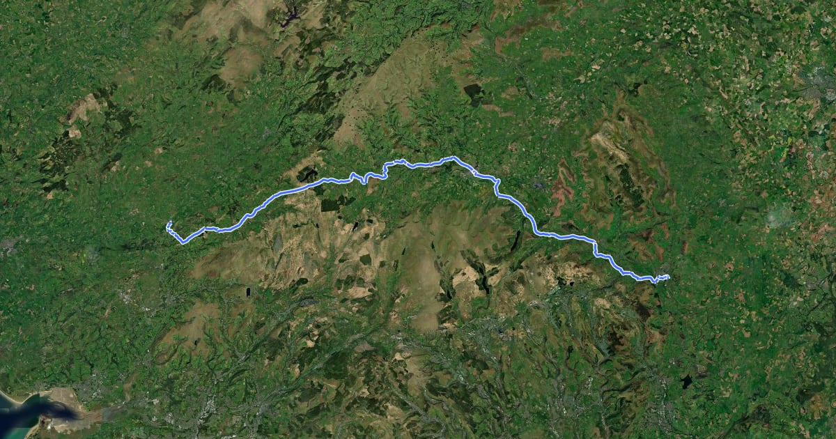 Маршрут Cycle across the Beacons на спутниковом снимке