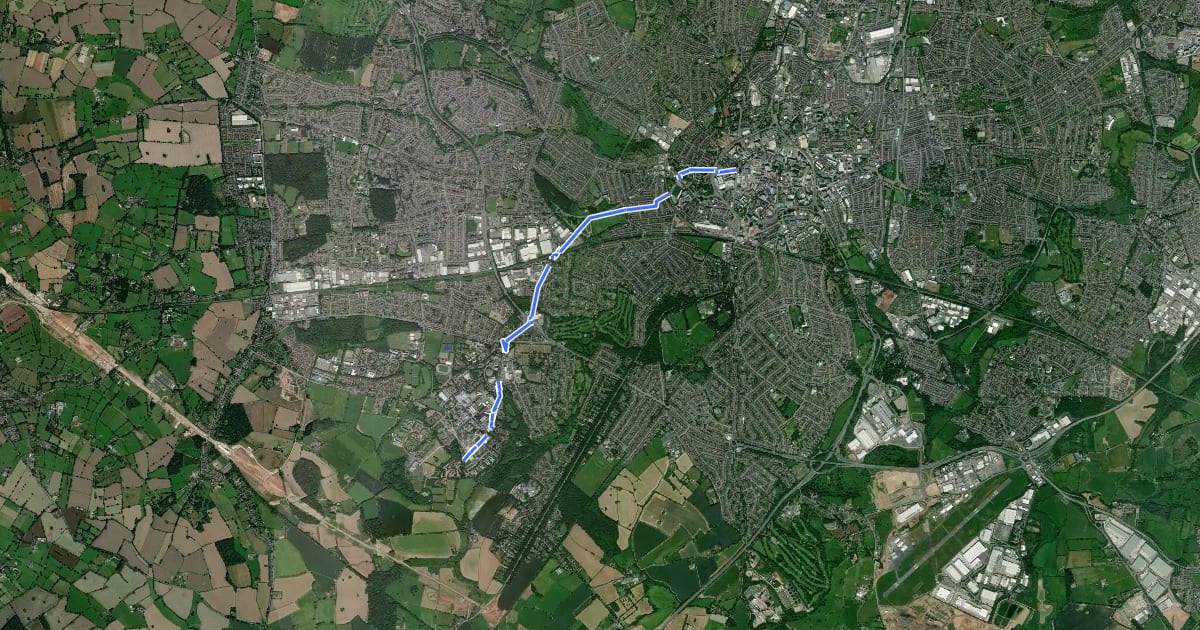 Маршрут Cycle Coventry Route 11 на спутниковом снимке