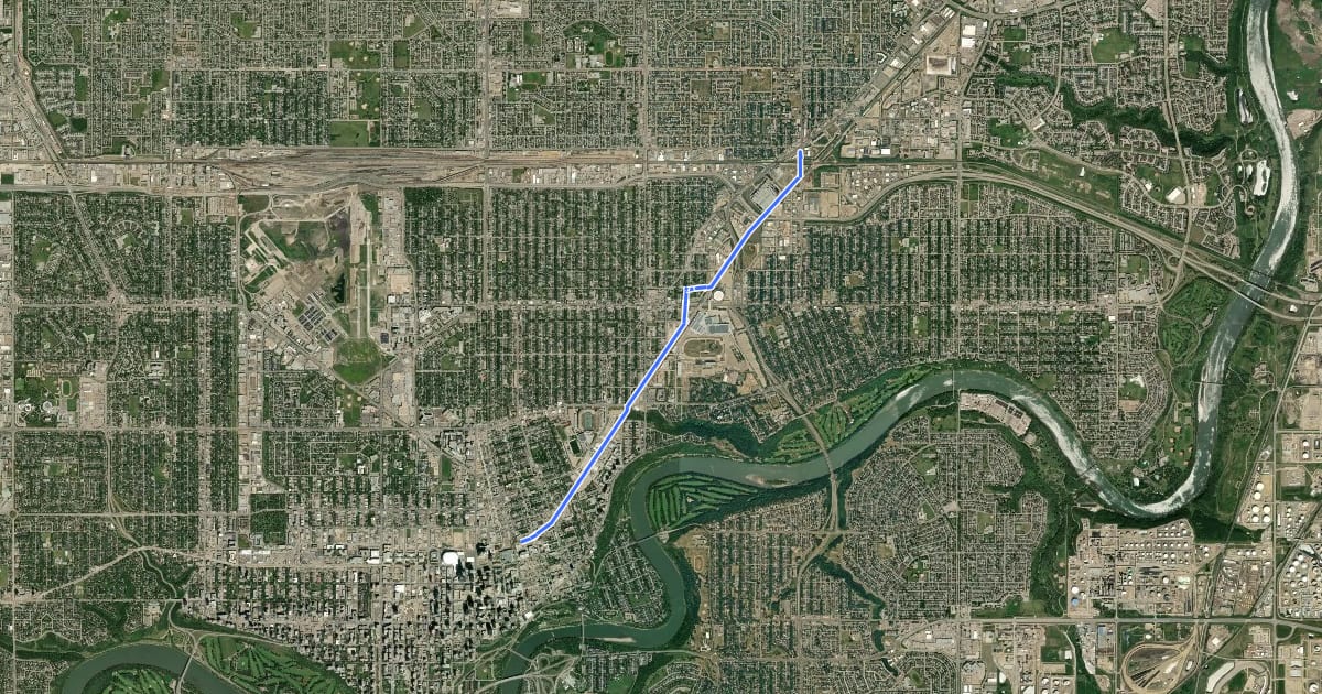 Маршрут Cycle: NE LRT Multisue path cycle route на спутниковом снимке