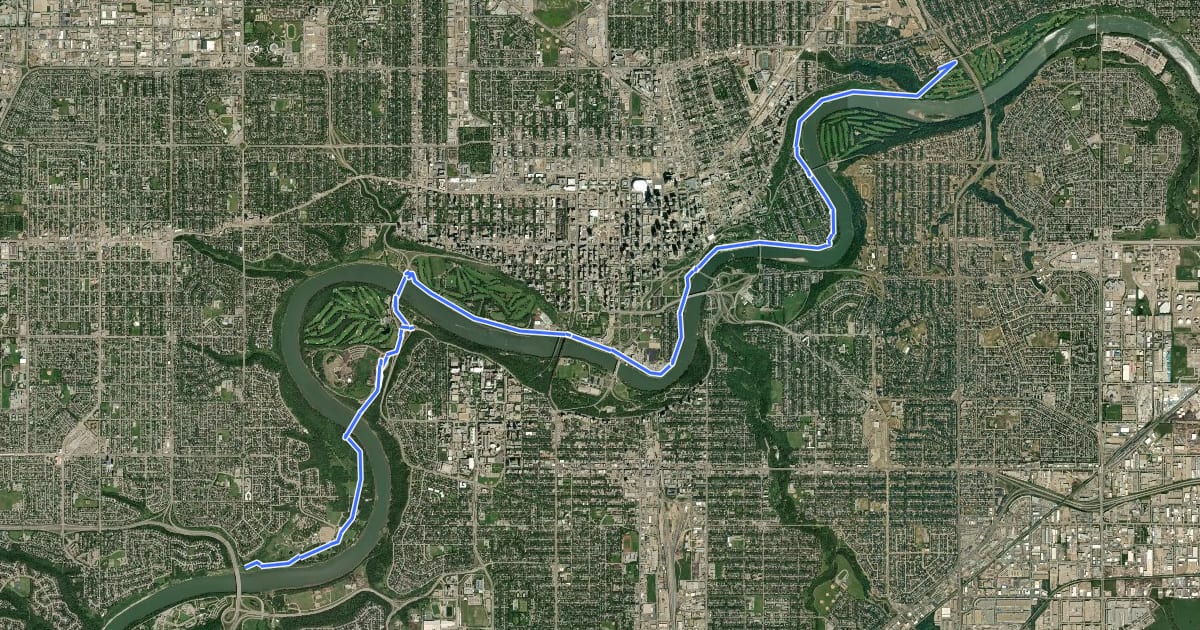 Маршрут Cycle: NSR Valley Cent North Bank Multiuse Pathway Cycle Route на спутниковом снимке