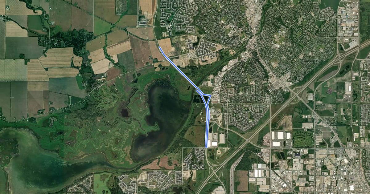 Маршрут Cycle: Ray Gibbon Cycleway на спутниковом снимке