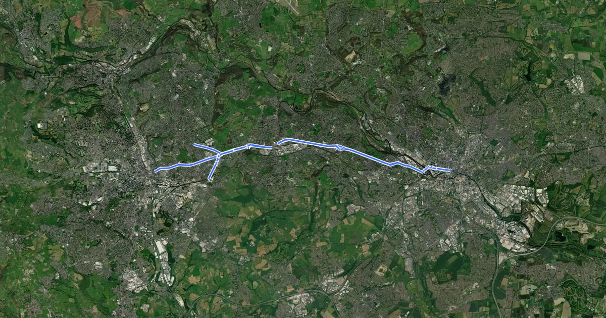 Маршрут Cycle Superhighway 1 на спутниковом снимке