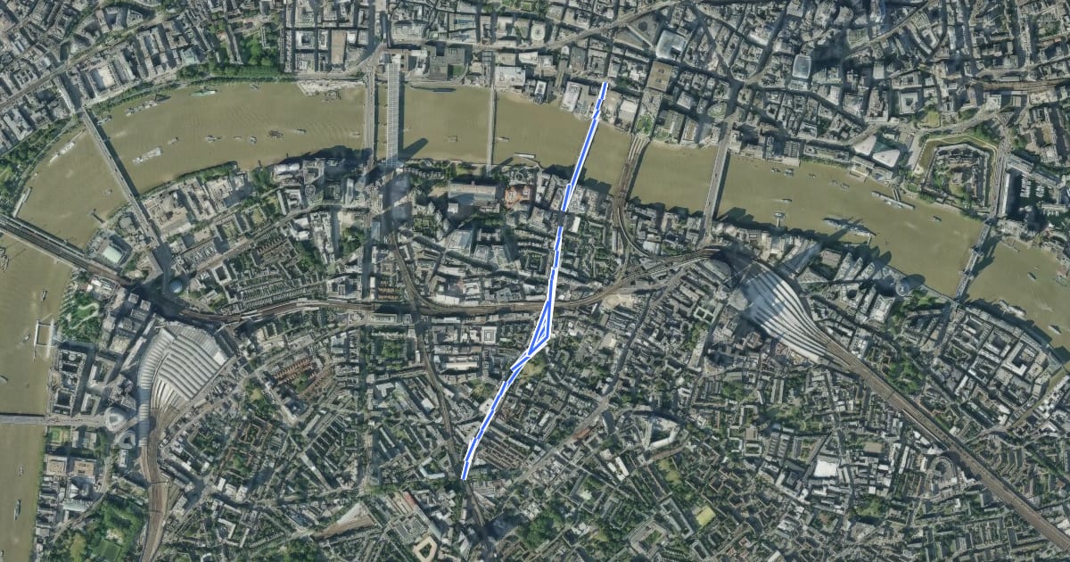 Маршрут Cycle Superhighway 7 на спутниковом снимке