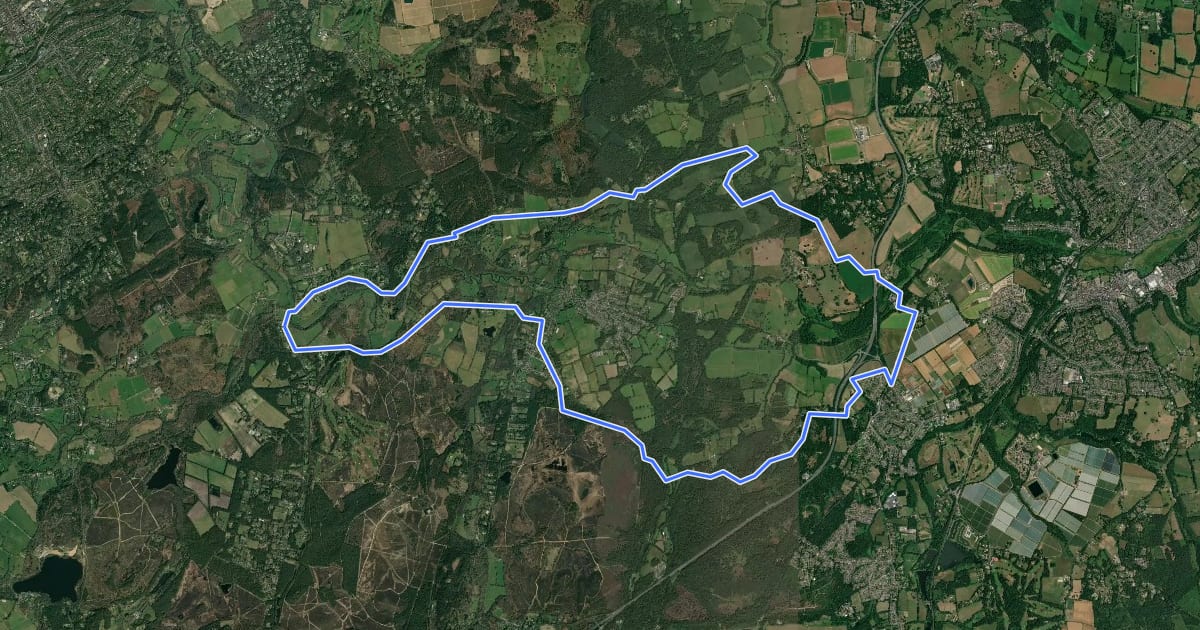Маршрут Cycle Surrey Hills - Elstead Loop на спутниковом снимке