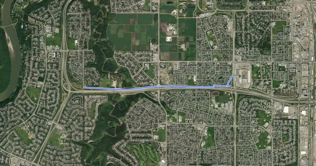 Маршрут Cycle: Whitemud Dr Multiuse Pathway Bike Route на спутниковом снимке