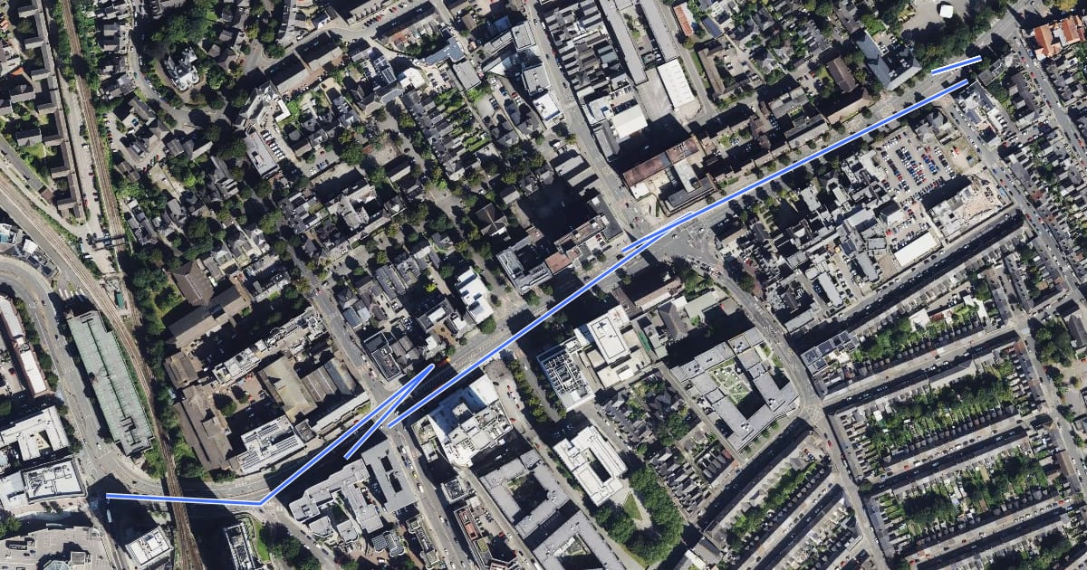 Маршрут Cycleway 2 на спутниковом снимке
