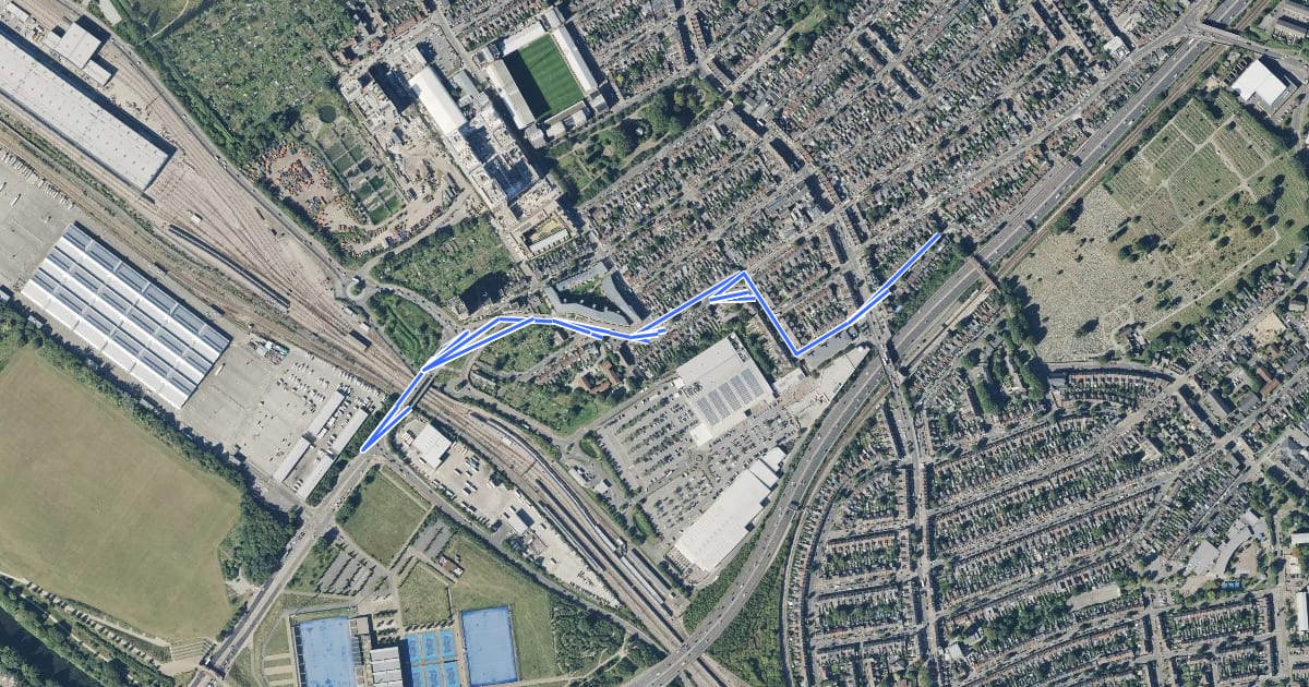Маршрут Cycleway 25 на спутниковом снимке