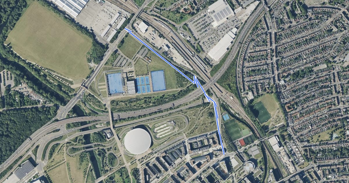 Маршрут Cycleway 26 на спутниковом снимке