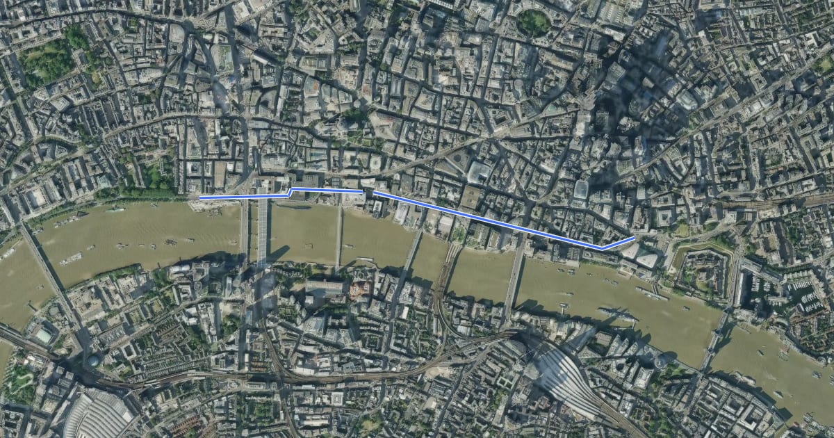 Маршрут Cycleway 3 на спутниковом снимке