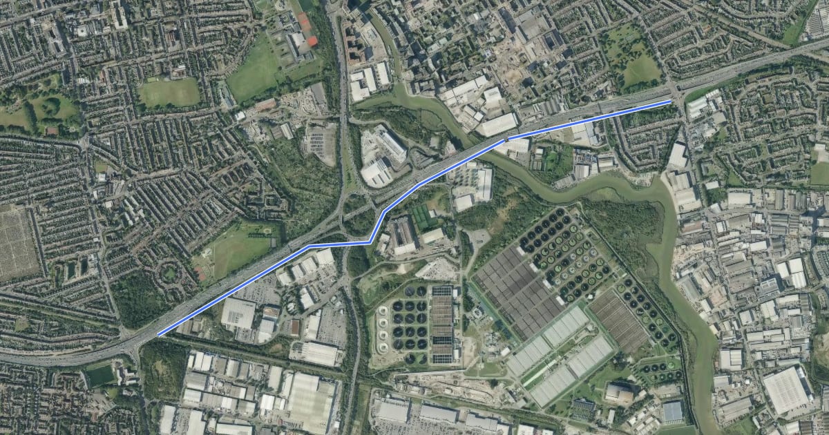 Маршрут Cycleway 3 на спутниковом снимке